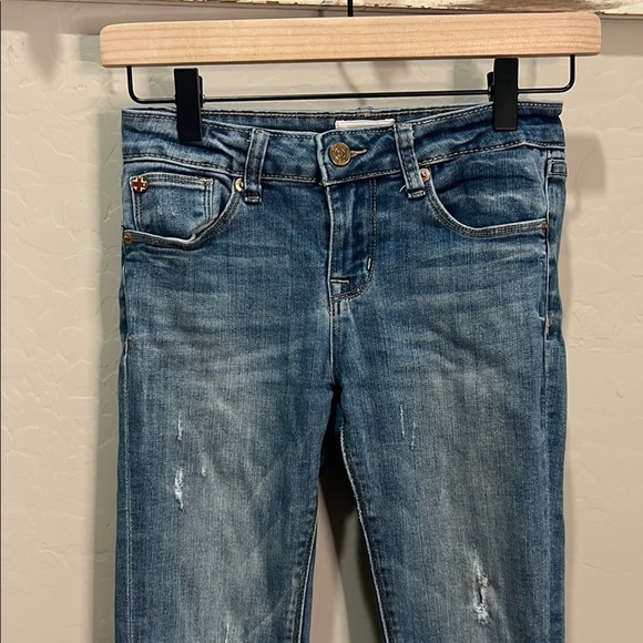 Hudson Jeans Girls Distressed Slim-Fit Denim Roll Cuff Crop Slim Vintage Skinny - Picture 4 of 14